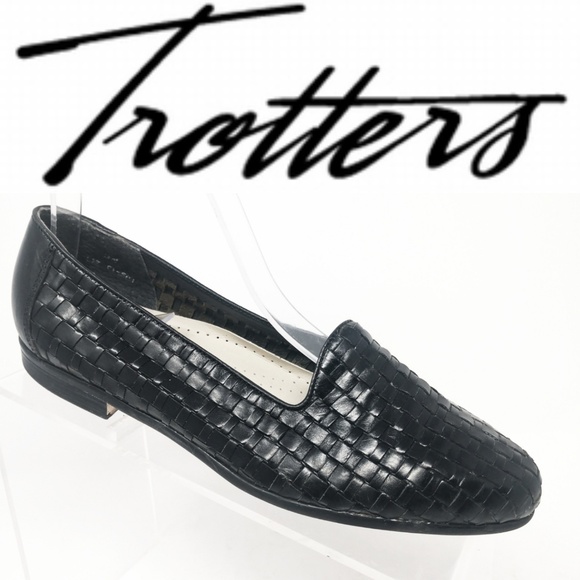 black leather weave loafers